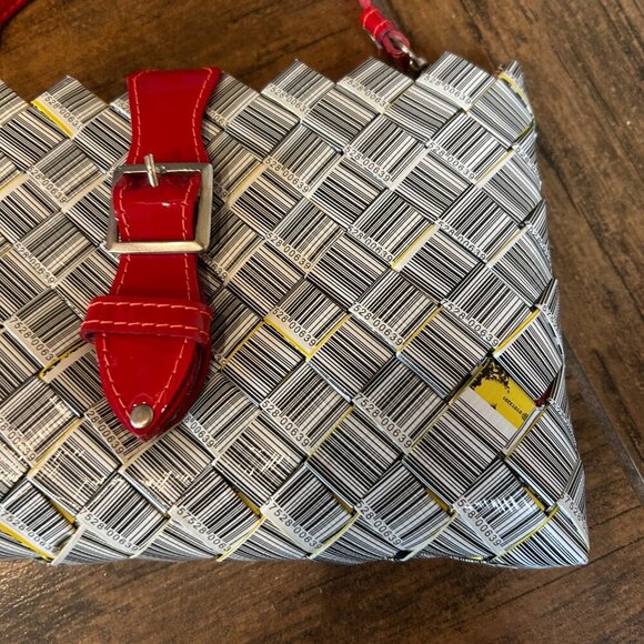 Nahui Ollin Barcode Crossbody with Red Accent Strap and Buckle NWOT - Picture 10 of 12